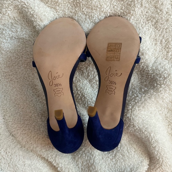 Joie Suede Blue Heels with Ankle Strap - Picture 2 of 4